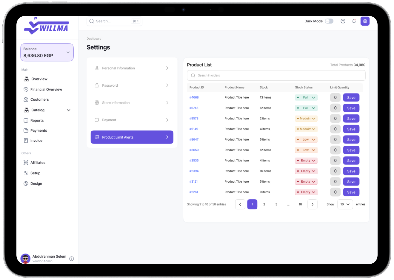 Vendor Tracking App